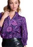 Paisley Print Notch Neck Top