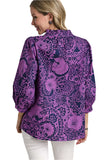 Paisley Print Notch Neck Top