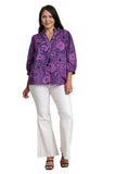 Paisley Print Notch Neck Top