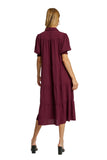 Tiered Cuffed Sleeve Dress, Plum