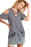 Cold Shoulder Striped Top