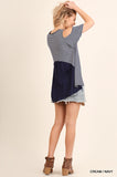 Cold Shoulder Striped Top