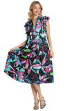 umgee usa Leaf Print Tiered Midi Dress