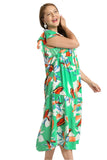 Floral Print Collared Midi Dress, Green