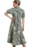 Abstract Print Midi Dress, Peacock