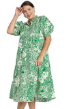 umgee Abstract Print Midi Dress, Green
