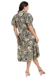 Abstract Print Midi Dress, Black