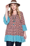 Floral Bell Sleeve Peasant Top