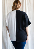 Duo-Tone V-Neck Shift Top