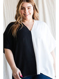 Duo-Tone V-Neck Shift Top