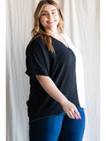 Duo-Tone V-Neck Shift Top