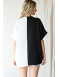 Duo-Tone V-Neck Shift Top