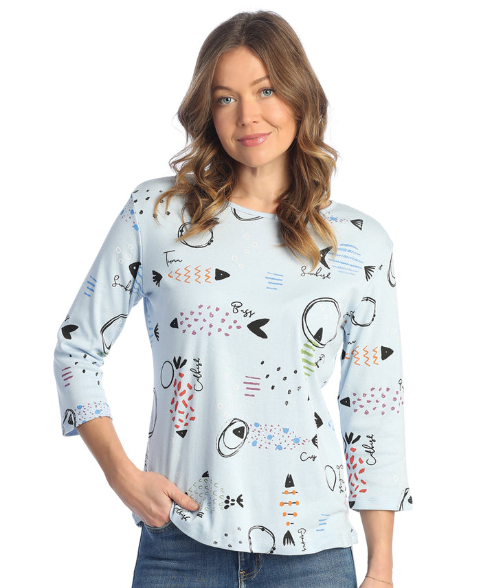 Jess & Jane Bermuda Printed Cotton Top