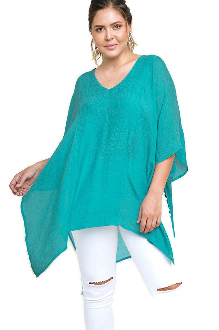 Umgee V-Neck Caftan Tunic, Kelly Green
