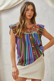 Andree by unit / Savanna Jane Flutter Sleeve Embroidered Top