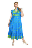 Floral Tiered Ruffle Midi Dress, Blue