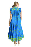 Floral Tiered Ruffle Midi Dress, Blue