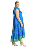 Floral Tiered Ruffle Midi Dress, Blue