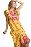 Floral Tiered Ruffle Midi Dress, Honey