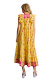 Floral Tiered Ruffle Midi Dress, Honey