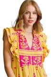Floral Tiered Ruffle Midi Dress, Honey