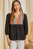 Leopard & Serape Embroidered Top