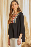Leopard & Serape Embroidered Top