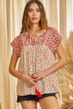 Andree by Unit savanna jane Floral Embroidered Leopard Babydoll Top