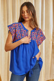 Andree by Unit savanna jane babydoll Embroidered Top, Royal