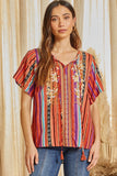 Andree by unit / Savanna Jane Short Sleeve Floral Embroidered Top
