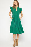 Entro Usa Ruffled Tiered Pocket Midi Dress