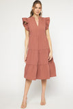 Entro Usa Ruffled Tiered Pocket Midi Dress