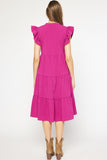 Ruffled Pocket Tiered Midi Dress, Violet