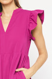 Ruffled Pocket Tiered Midi Dress, Violet
