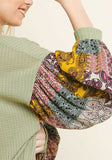 Paisley Print Waffle Knit Top, Sage