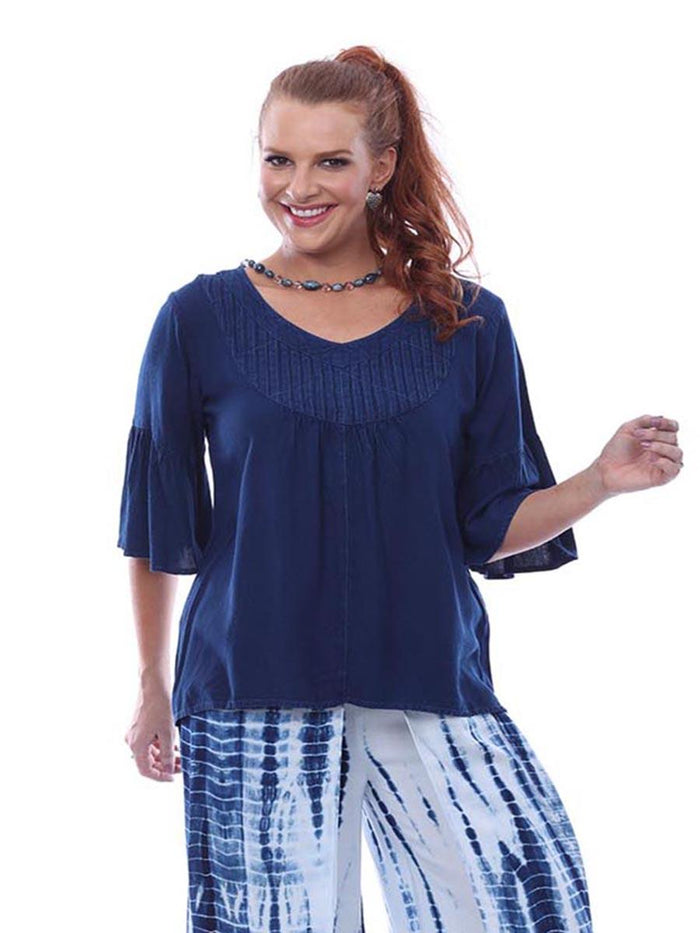 Parsley & Sage Indigo Bohemian Top
