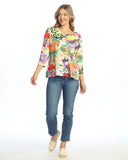 Peonies Soft Touch V-Neck Top