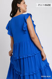 Ruffle Tiered Midi Dress, Royal