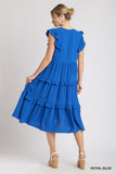 Ruffle Tiered Midi Dress, Royal