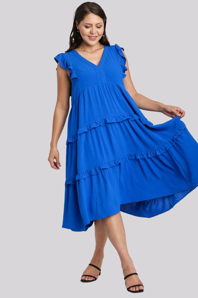 umgee tiered midi dress with ruffled sleeves Ruffle Tiered Midi Dresses