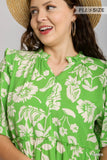 Two Tone Tiered Floral Dress, Green