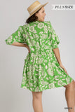 Two Tone Tiered Floral Dress, Green