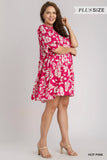 Two Tone Tiered Floral Dress, Pink