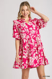Two Tone Tiered Floral Dress, Pink