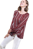 Umgee usa Striped Gathered Blouse, Wine