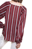 Striped Gathered Blouse, Wine