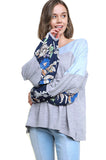 UMGEE USA Leaf Puff Sleeve Colorblocked Top
