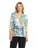 Jess & Jane Burnout Sublimation V-Neck Top