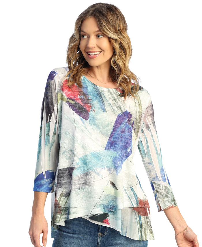 Jess & Jane Burnout Mesh Contrast top