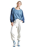 Crochet Puff Sleeve Top, Denim
